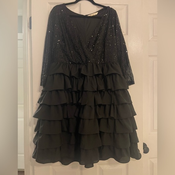 Wayward Fancies Sequined Crepe Ruffle Tier Dress - Never Worn! No tags. - Picture 2 of 11